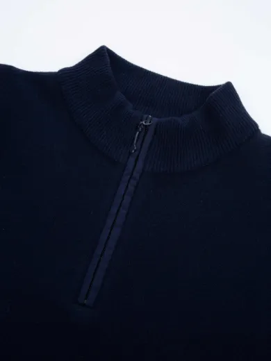 Bilde av WoolLand Tydal knitted sweater 1-2 zip man Dark Blue